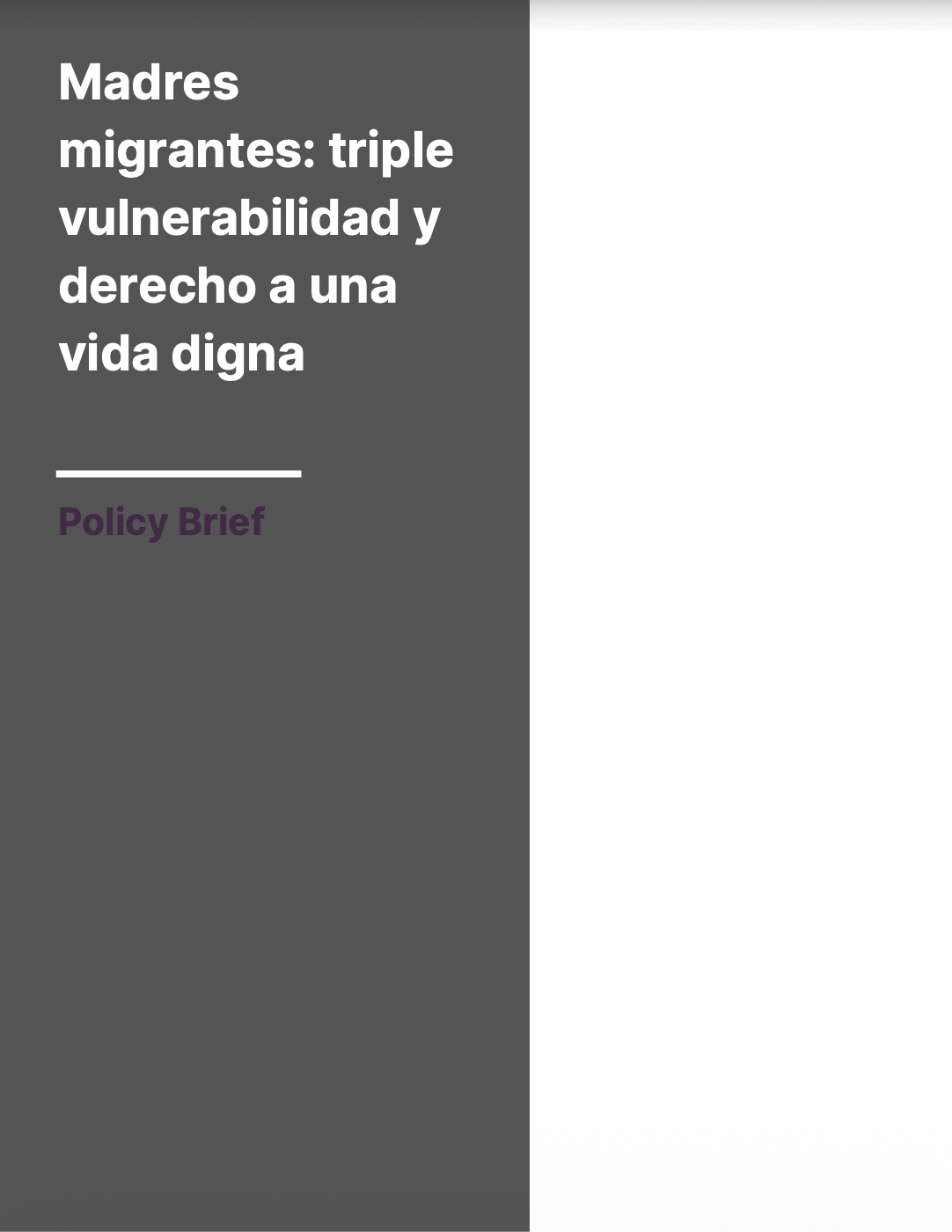 Madres migrantes: triple vulnerabilidad y derecho a una vida digna [Policy Brief]